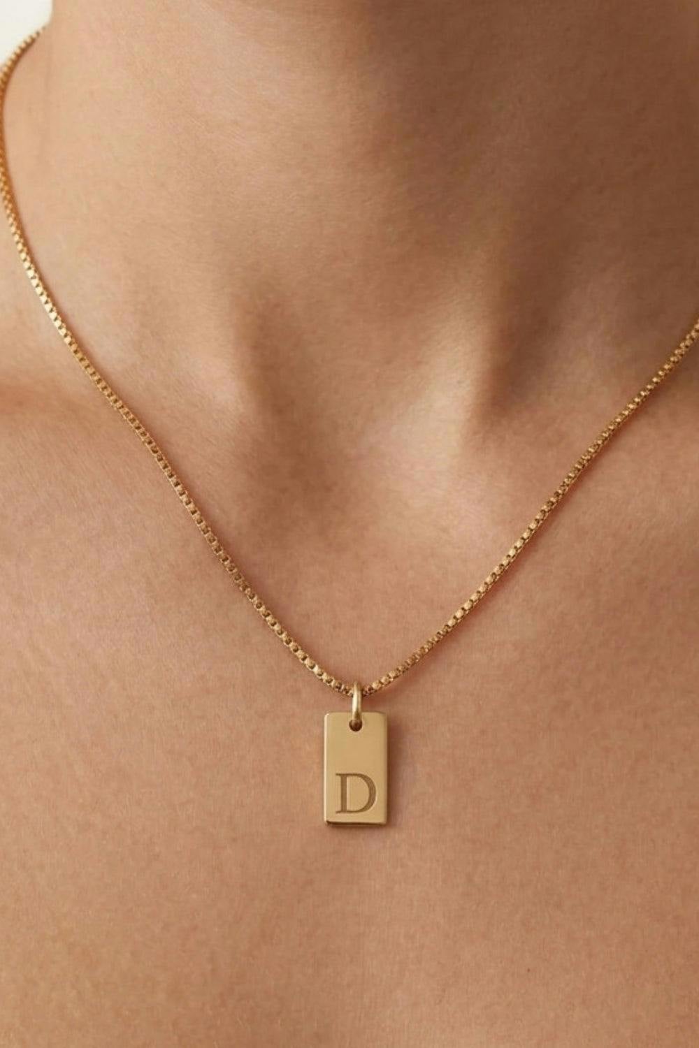 Serla Initial Pendant Gold Plated Necklace Letter D