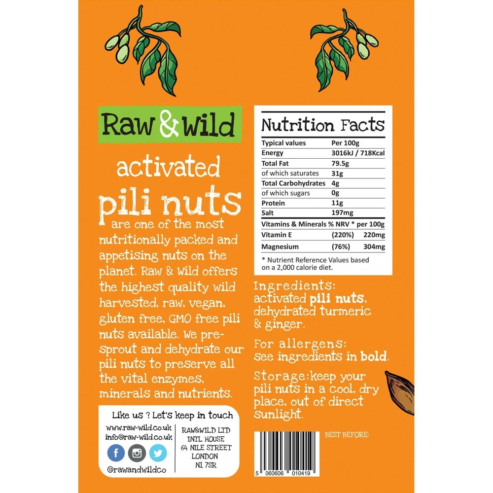 Turmeric & Ginger Pili Nuts Back Cover
