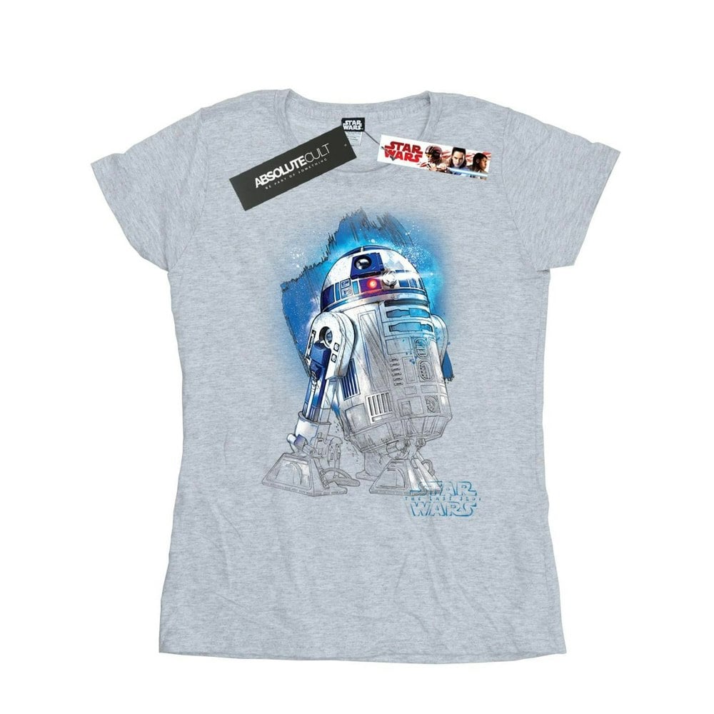 Star Wars Womens/Ladies The Last Jedi R2-D2 Brushed Cotton T-Shirt - Sports Grey