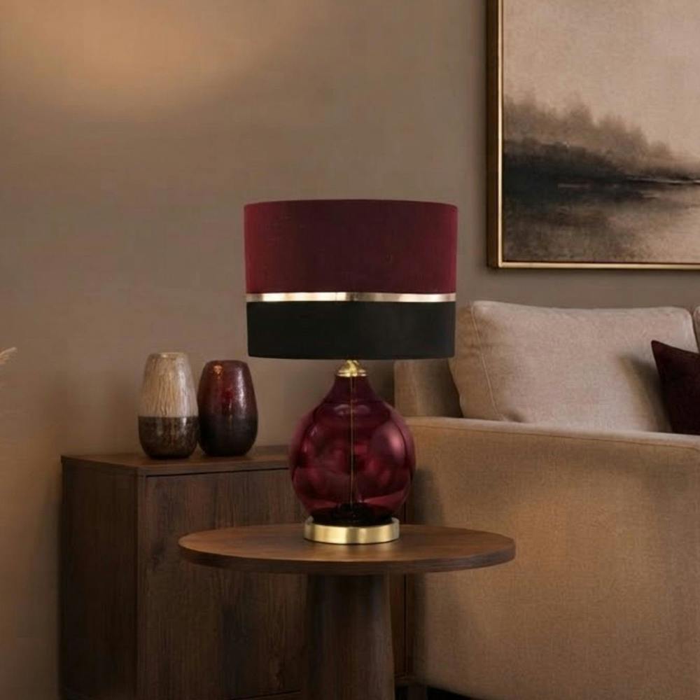 Garden Greatness Velvet Stripe Glass Table Lamp