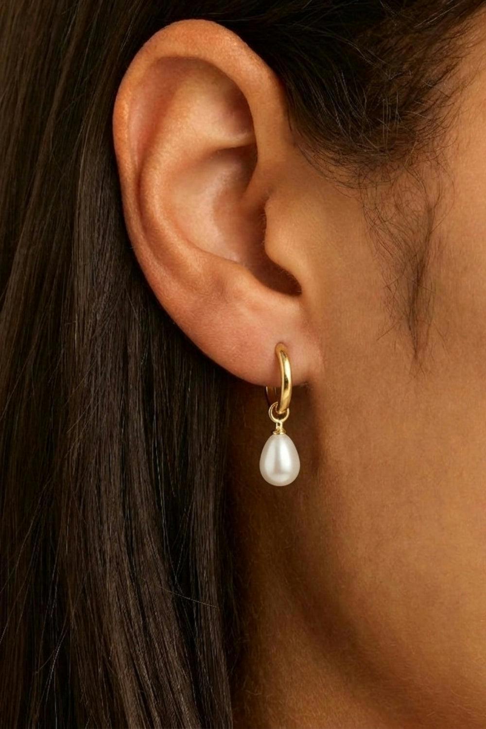 Serla Gold Plated Pearl Drop Earrings