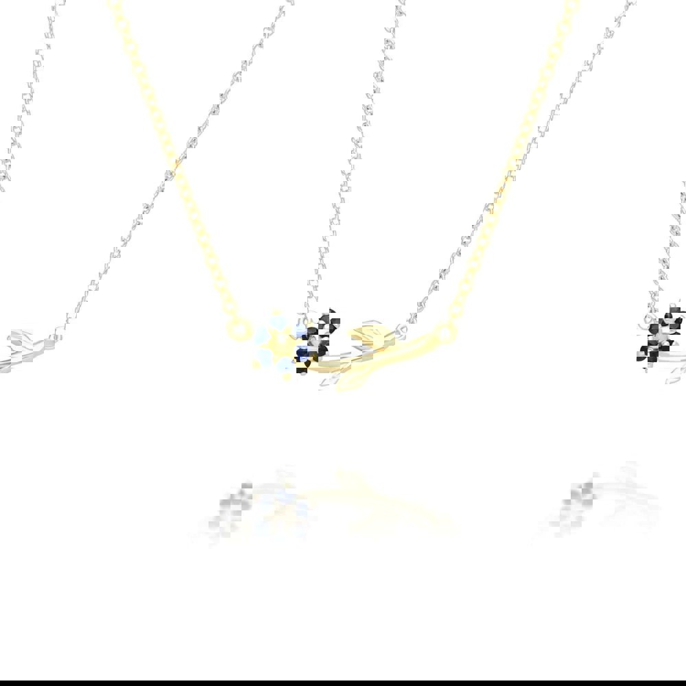 Gemondo Floral Vine Sapphire Necklace in 9ct Yellow Gold