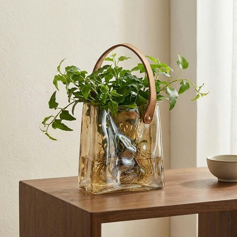 Garden Greatness Sculptural Glass Bag Design Vase