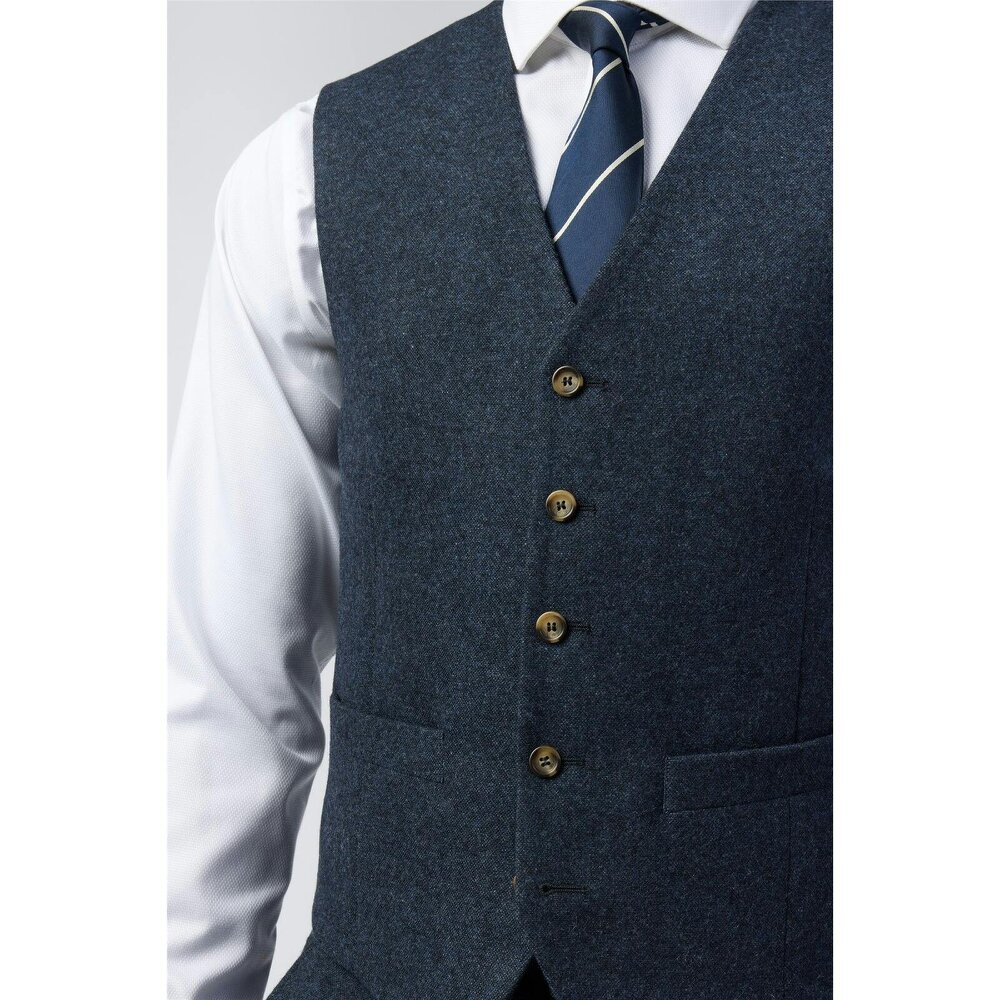 Alexandre Silver Alexandre Tailored Fit Navy Donegal Waistcoat