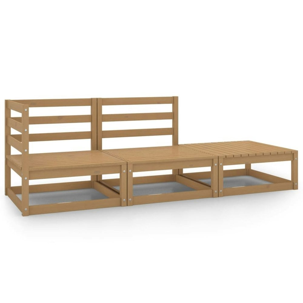 Berkfield 3 Piece Garden Lounge Set Honey Brown Solid Pinewood
