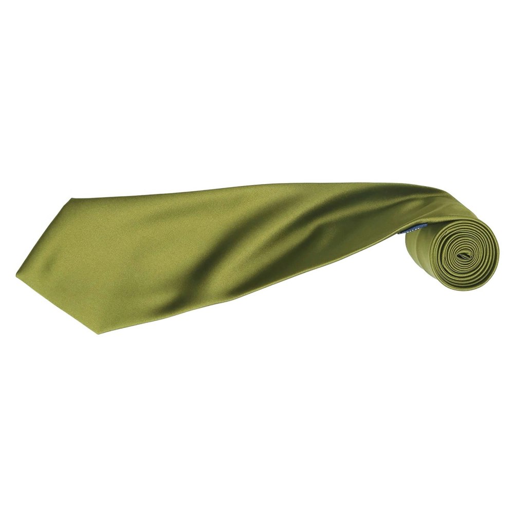 Premier Mens Plain Satin Tie (Narrow Blade) (Pack of 2) - Khaki