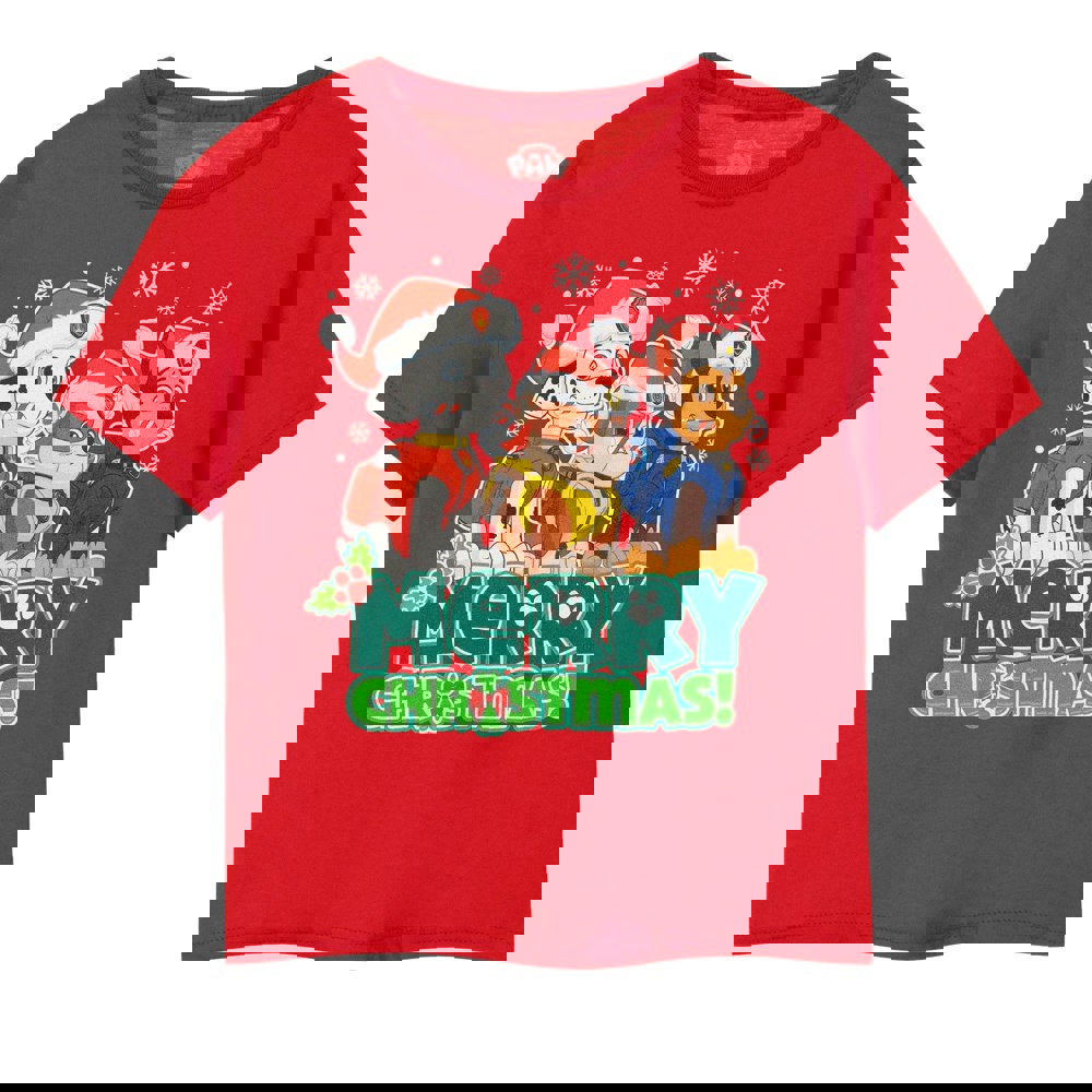 Paw Patrol Boys Merry Christmas T-Shirt - Red