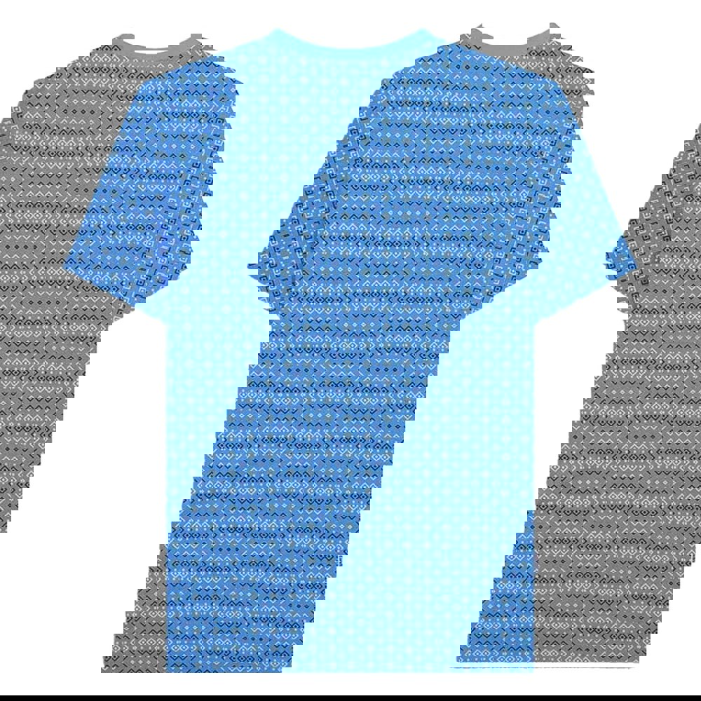 Lambretta Mens SS24 Geometric All-Over Print T-Shirt - Vallarta Blue