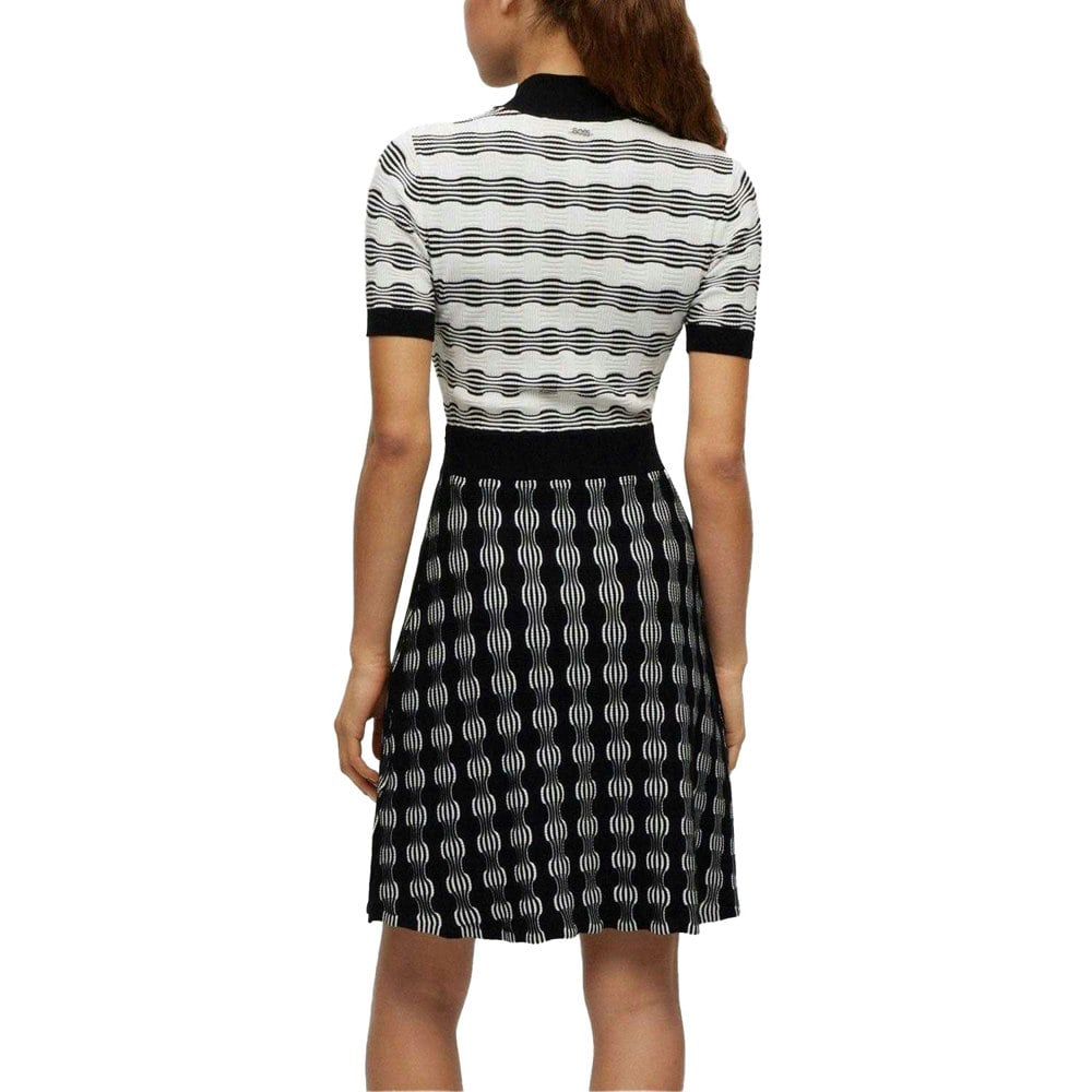Boss Womens/Ladies Foldiana Knitted Dress - Black/White