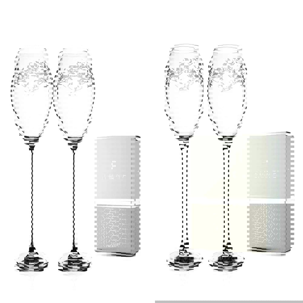 Diamante Birdsong Crystal White Wine Glasses - Set of 2