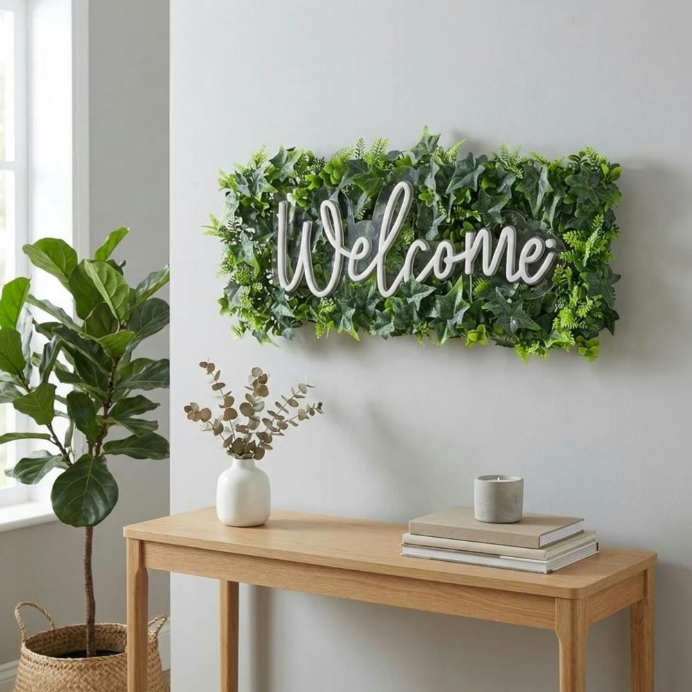 Garden Greatness Faux Greenery Neon LED Welcome Sign