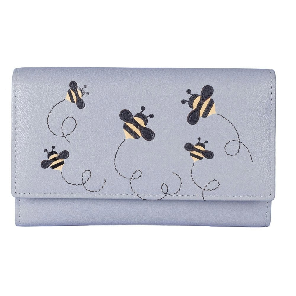 Mala Leather Mischa Bee Applique Leather Flapover Purse
