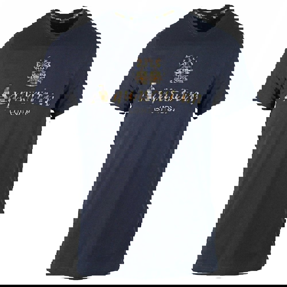 Aquascutum Signature Check Logo Navy T-Shirt