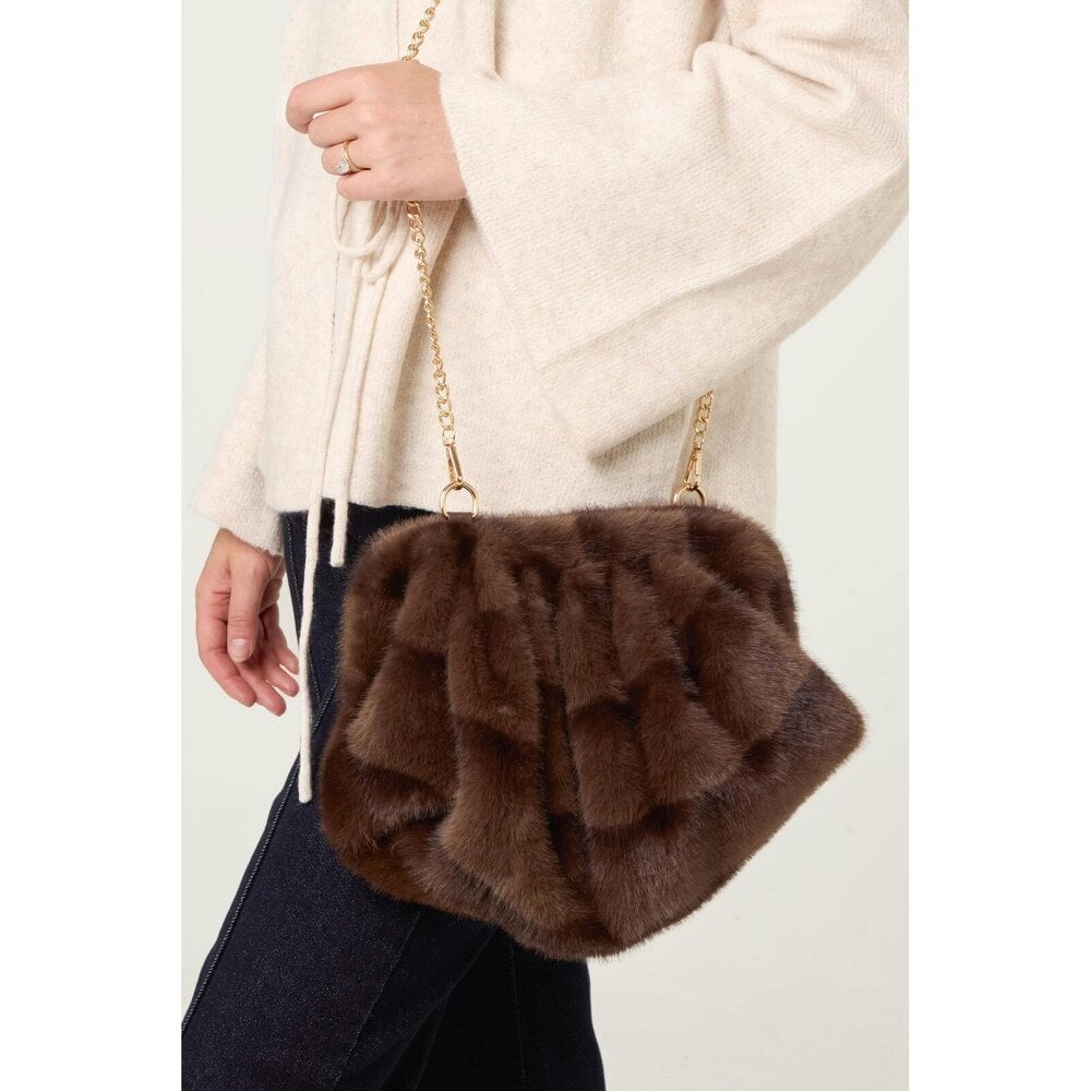 Blue Vanilla Faux Fur Chain Strap Shoulder Bag