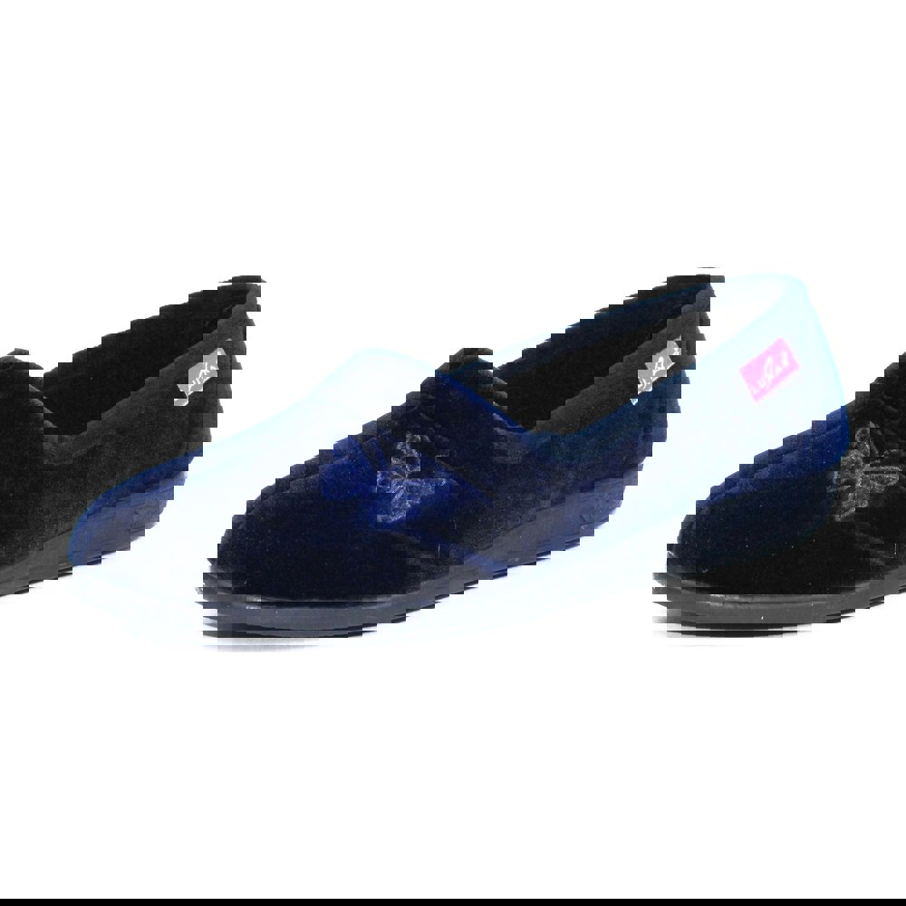 Lunar Womens/Ladies Butterfly Slippers - Navy