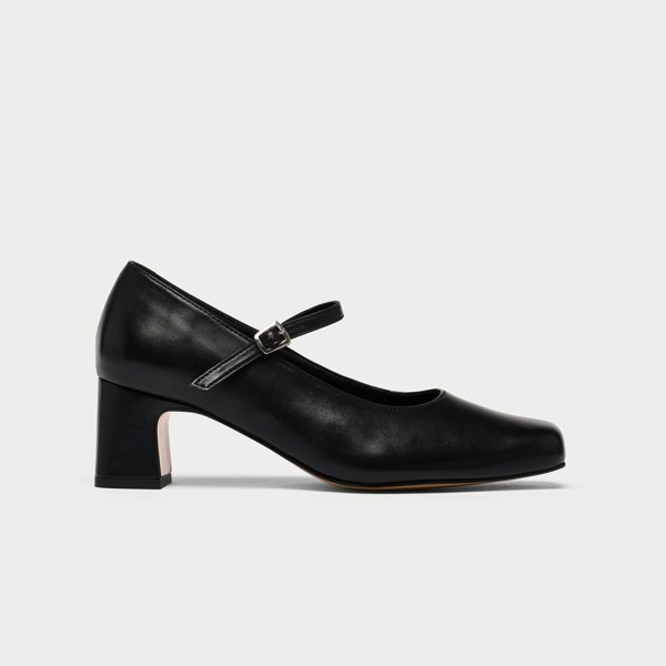 black leather mary janes 