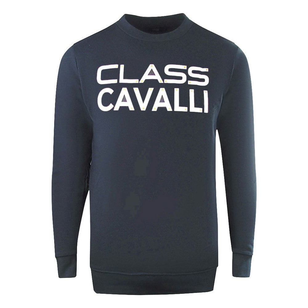 Cavalli Class Large Bold Logo Design Sweatshirt - Navy Blue