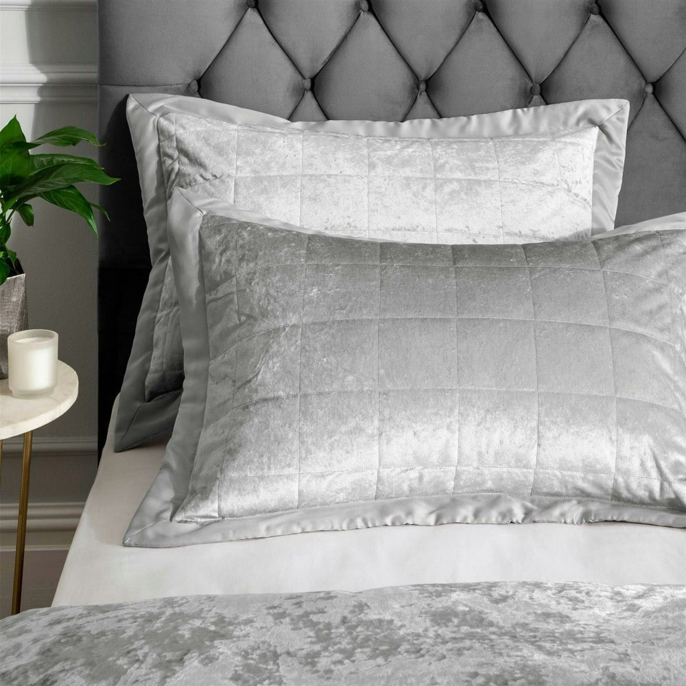 Catherine Lansfield Crushed Velvet Pillowsham Pair Silver