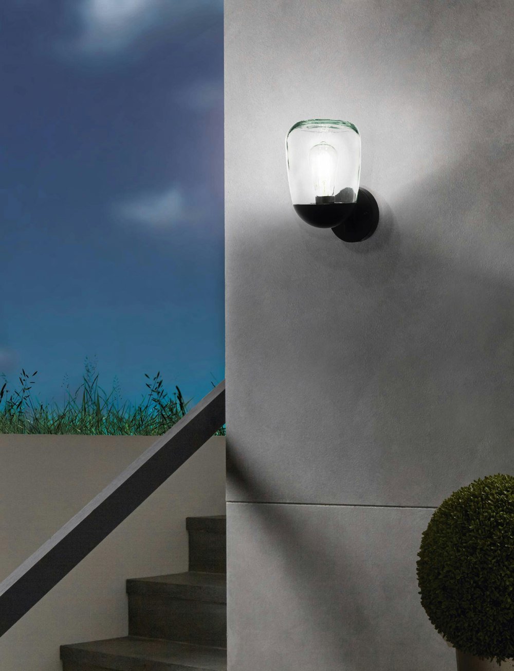 EGLO Donatori Exterior Black Metal/Glass Wall Light