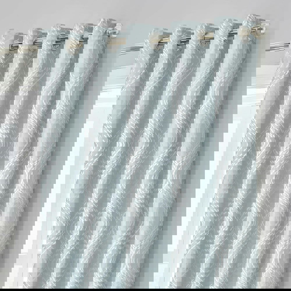Velosso Clarissa Jacquard Ready Made Eyelet Curtains - 117cm x 137cm