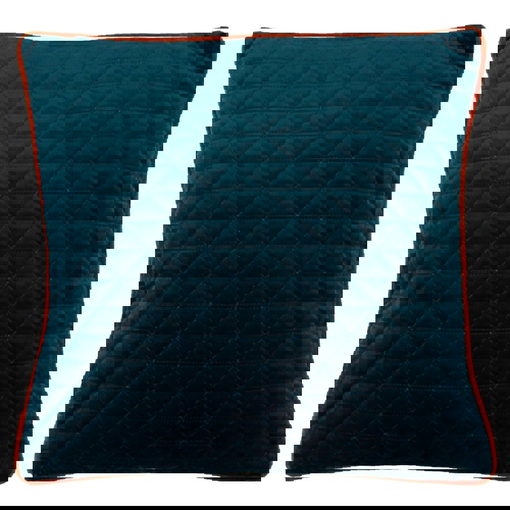 Riva Home Quartz Cushion Cover with Geometric Diamond Design - Teal/Jaffa Orange