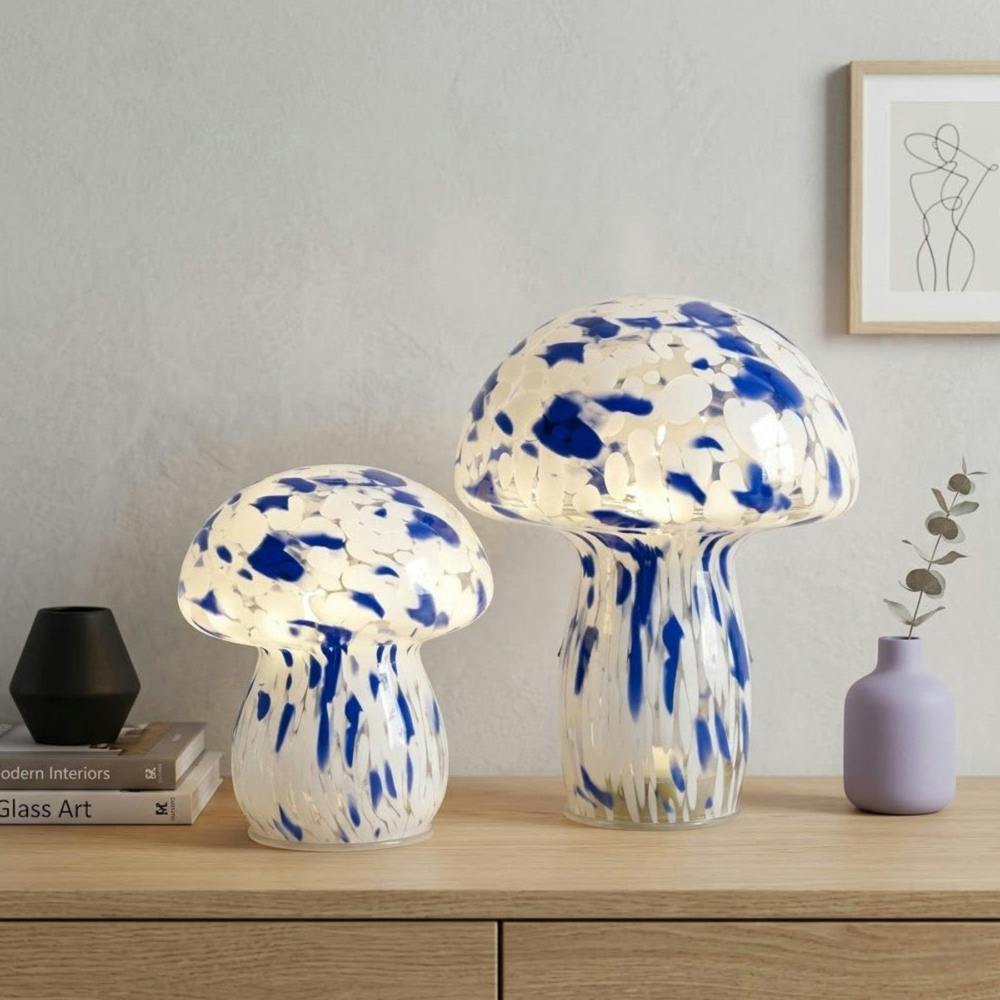 Garden Greatness Maison Aqua Duo LED Glass Mushroom Lamp