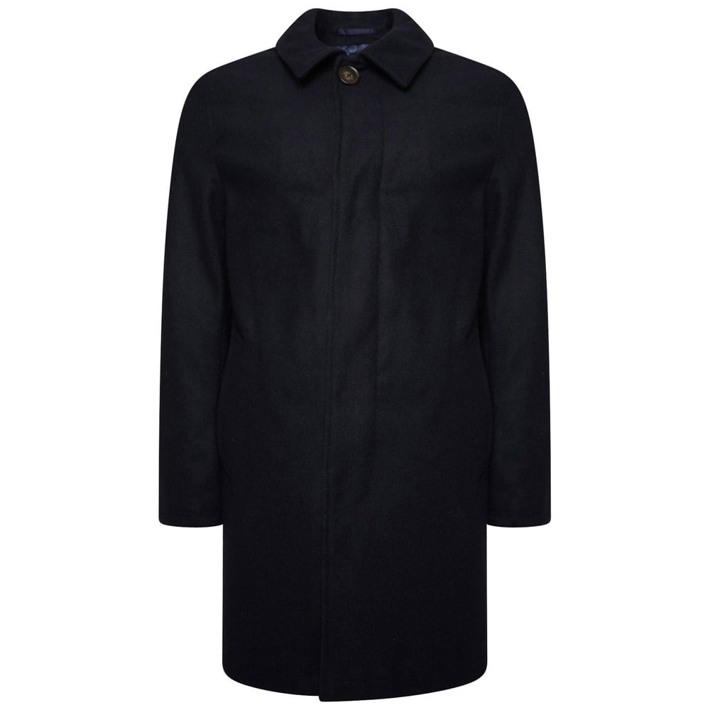 Harry Brown London Wool Blend Overcoat - Navy