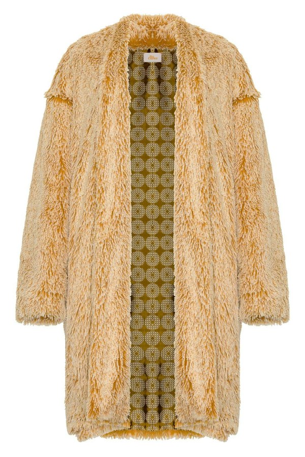 Bo Carter Anja Faux Fur Coat - Yellow