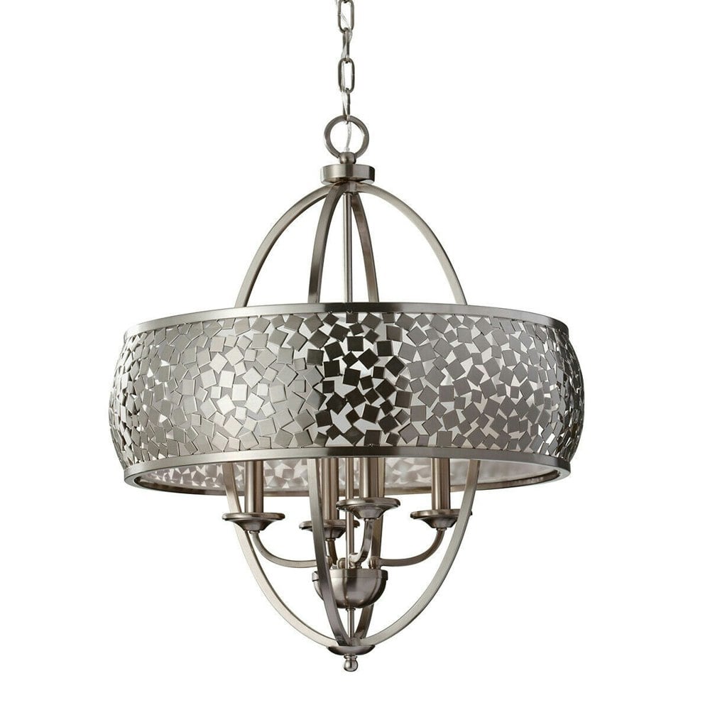 4 Bulb Chandelier Hanging Pendant LIght Brushed Steel LED E14 60W Bulb Loops