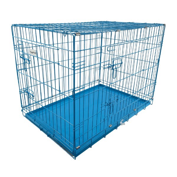 HugglePets Blue Dog Cage with Metal Tray Rackhams