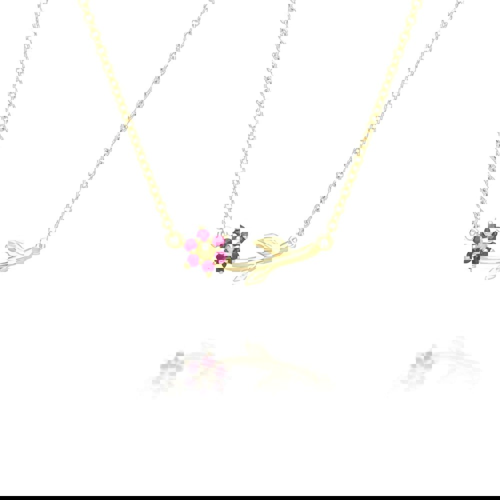 Gemondo Floral Vine Ruby Necklace in 9ct Yellow Gold