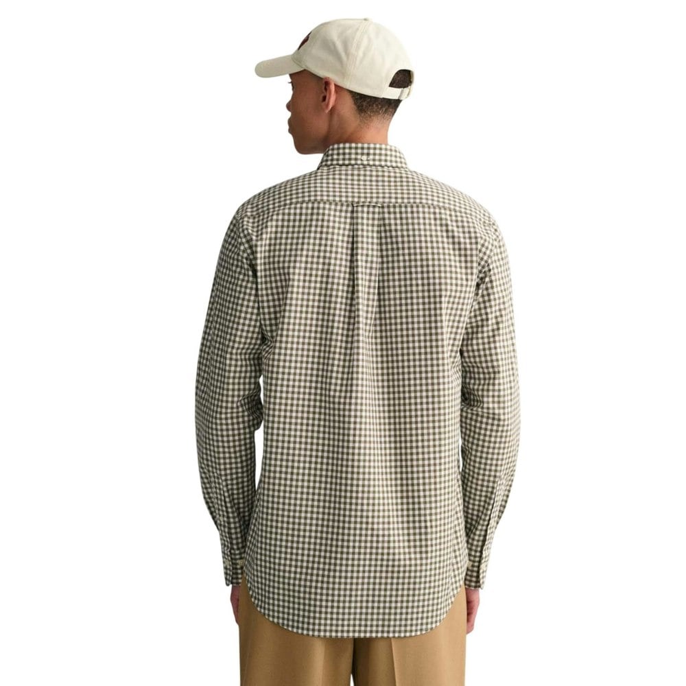 Gant Mens Classic Gingham Check Poplin Regular Shirt - Green