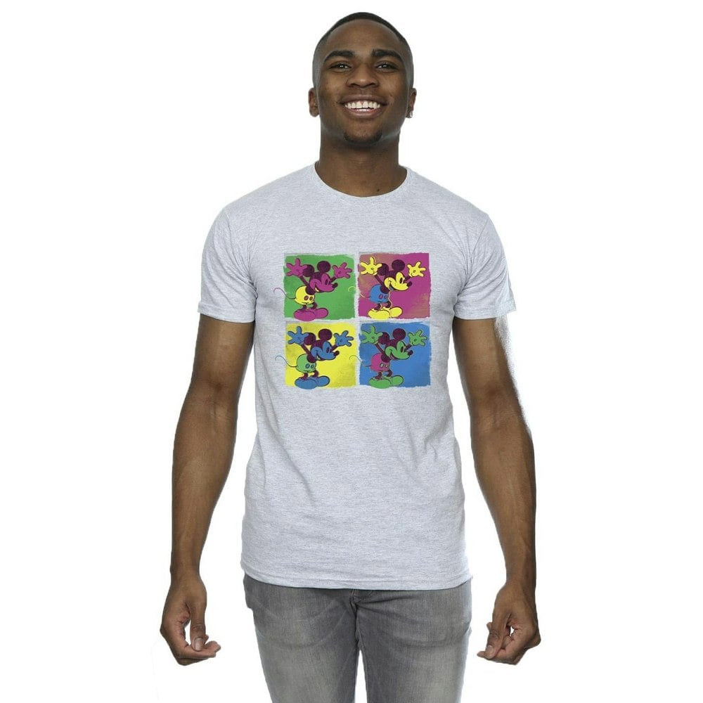 Disney Mens Mickey Mouse Pop Art T-Shirt - Sports Grey