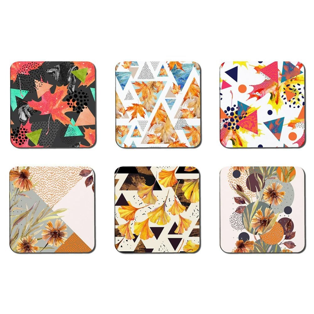 Benjamin Tate Design Autumn Flowers & Geometrics Collection (Coaster)