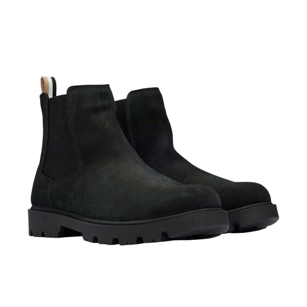 Boss Mens Signature Stripe Suede Taped Chelsea Boots - Black