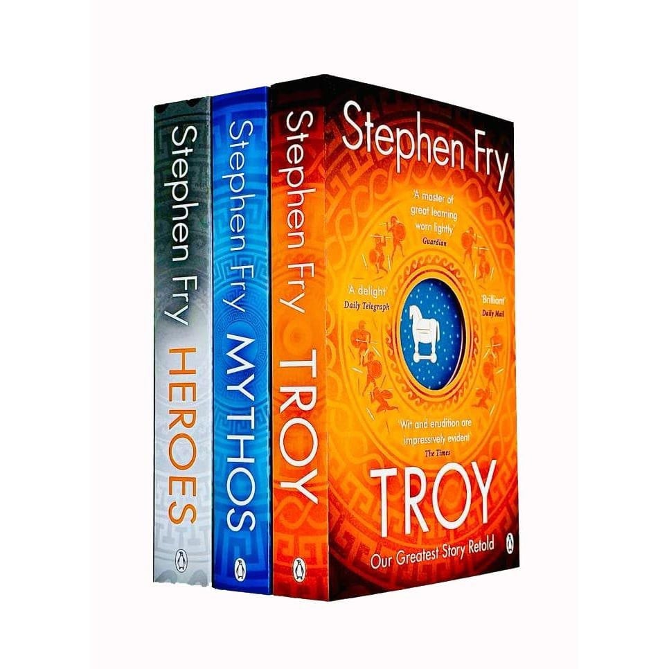 Michael Joseph Stephen Fry Greek Myths Series Collection 3 Books Set (Troy, Heroes, Mythos)