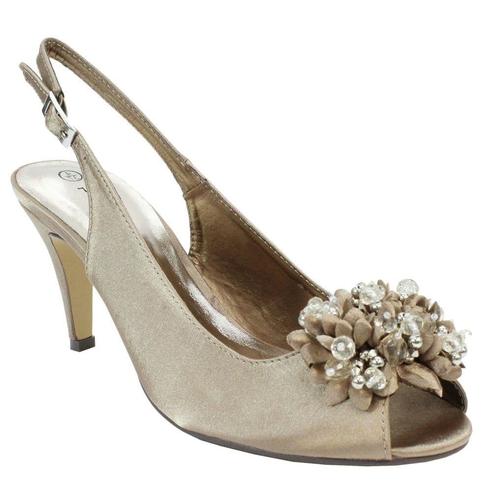 Lunar Womens/Ladies Sabrina Corsage Court Shoes - Taupe