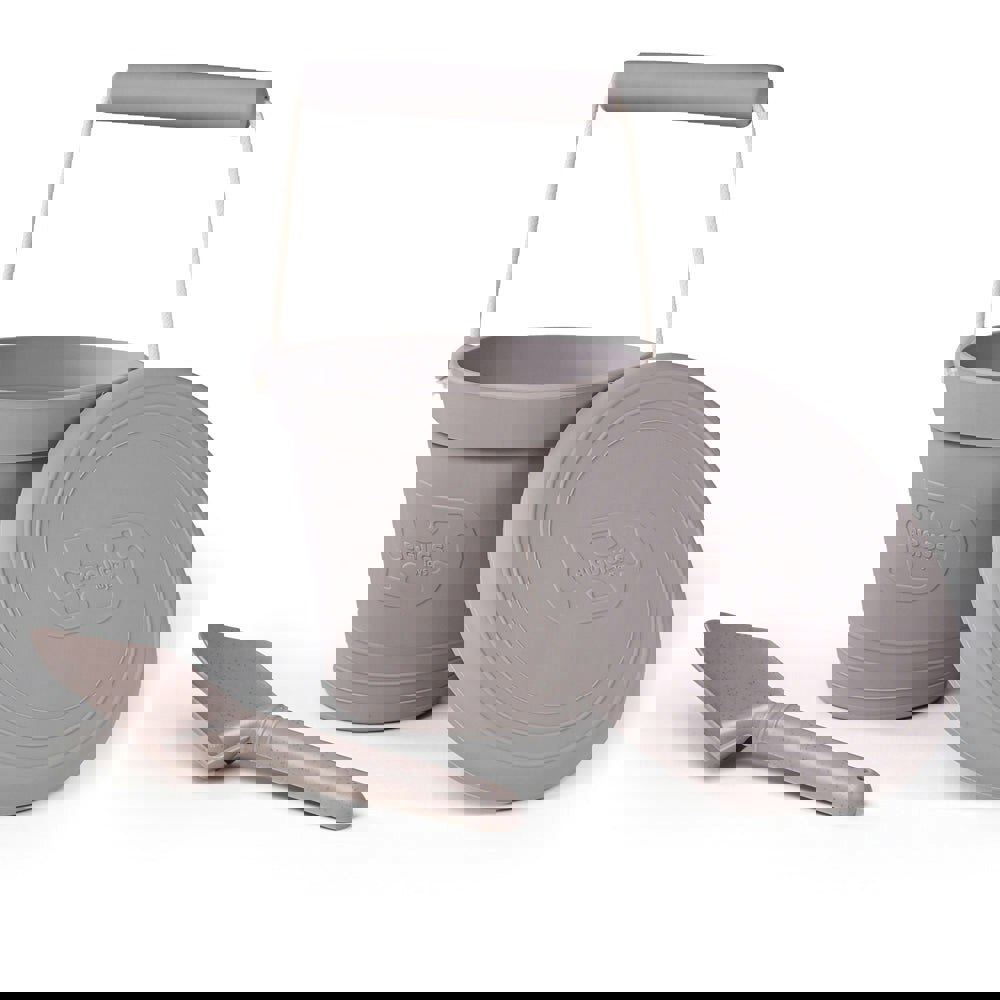 Bigjigs Toys 33SG Stone Grey Silicone Bucket, Flyer and Spade Set