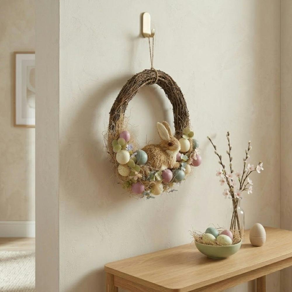 Garden Greatness Springtime Straw Bunny Easter Wreath