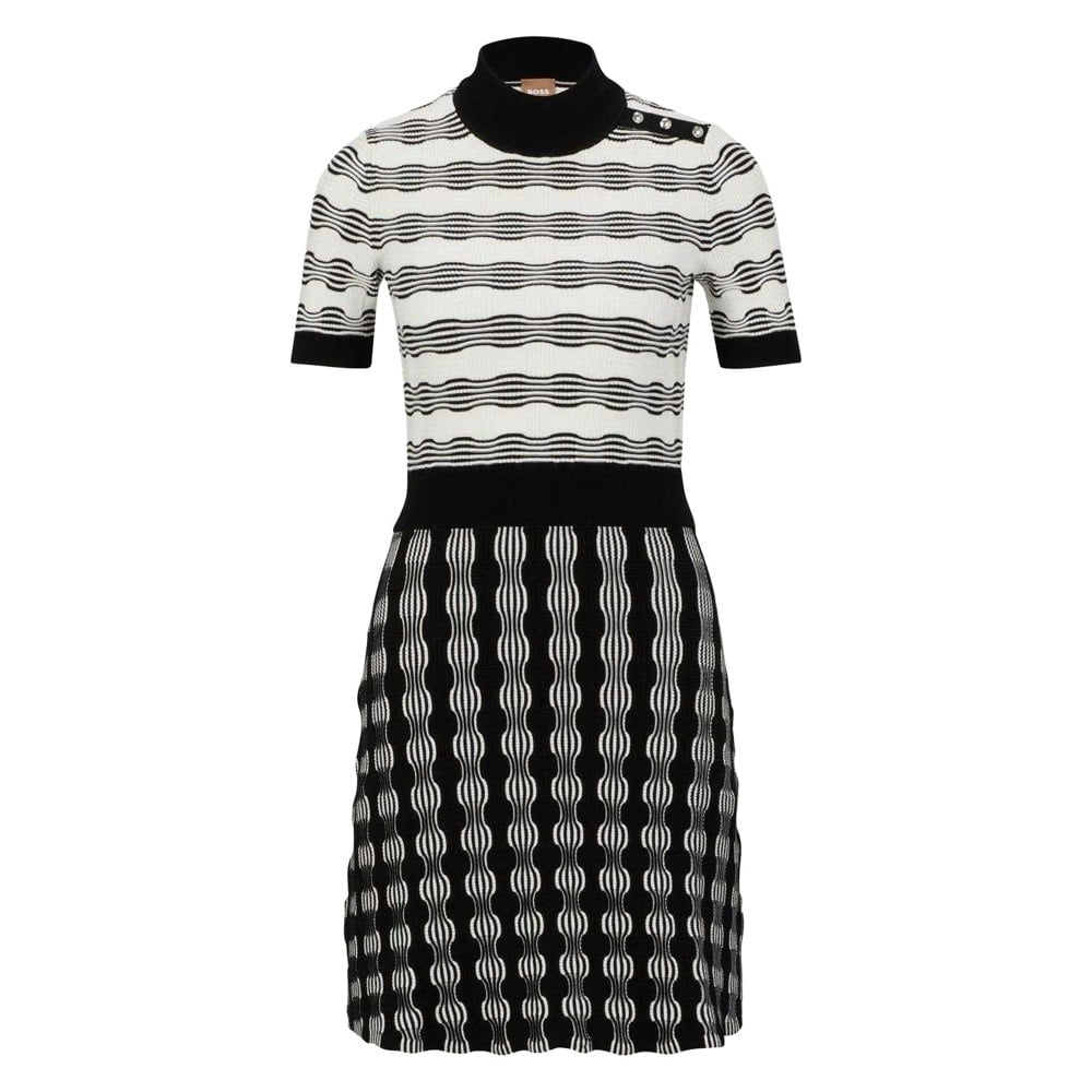 Boss Womens/Ladies Foldiana Knitted Dress - Black/White