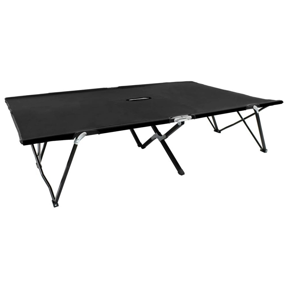 Berkfield Two Person Folding Sun Lounger Black Steel