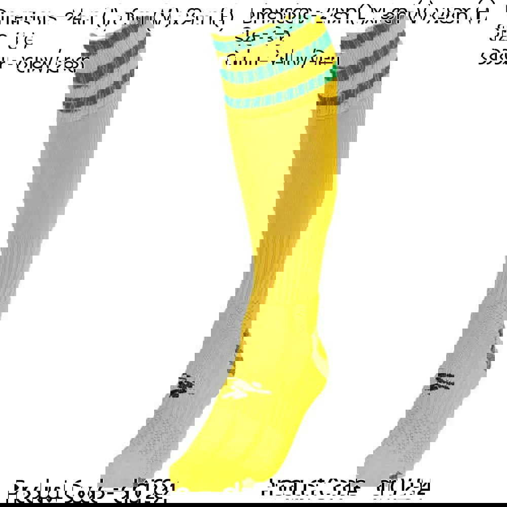 JUNIOR Size 3-6 Pro 3 Stripe Football Socks - YELLOW/GREEN - Contoured Ankle