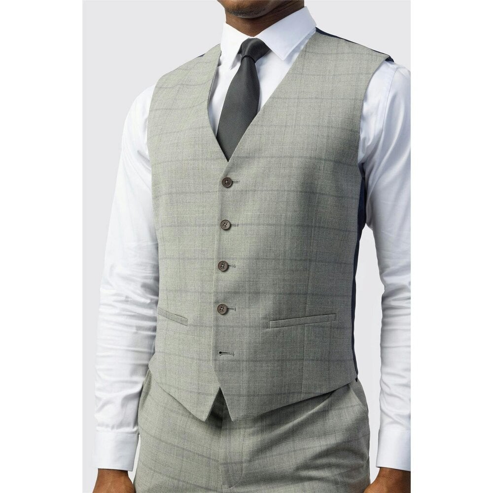 Ted Baker Slim Fit Grey Check Waistcoat