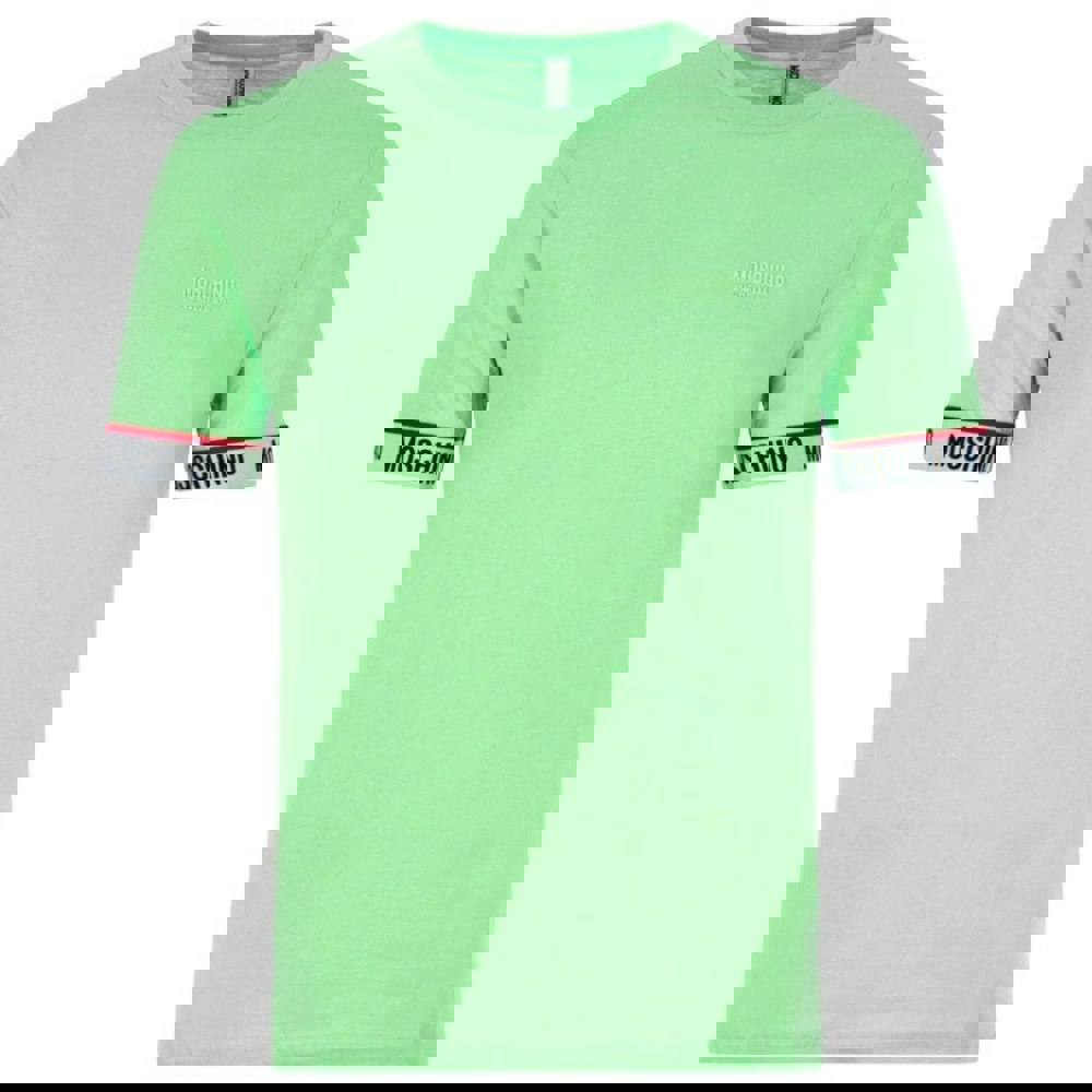 Moschino Taped Sleeve Ends Logo Green T-Shirt XS