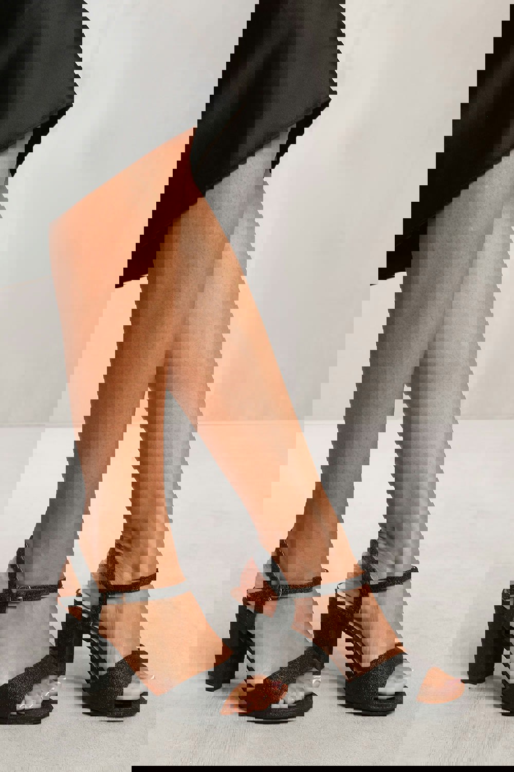 Where's That From Ella Buckle Up Low Block Heel Sandal in Black