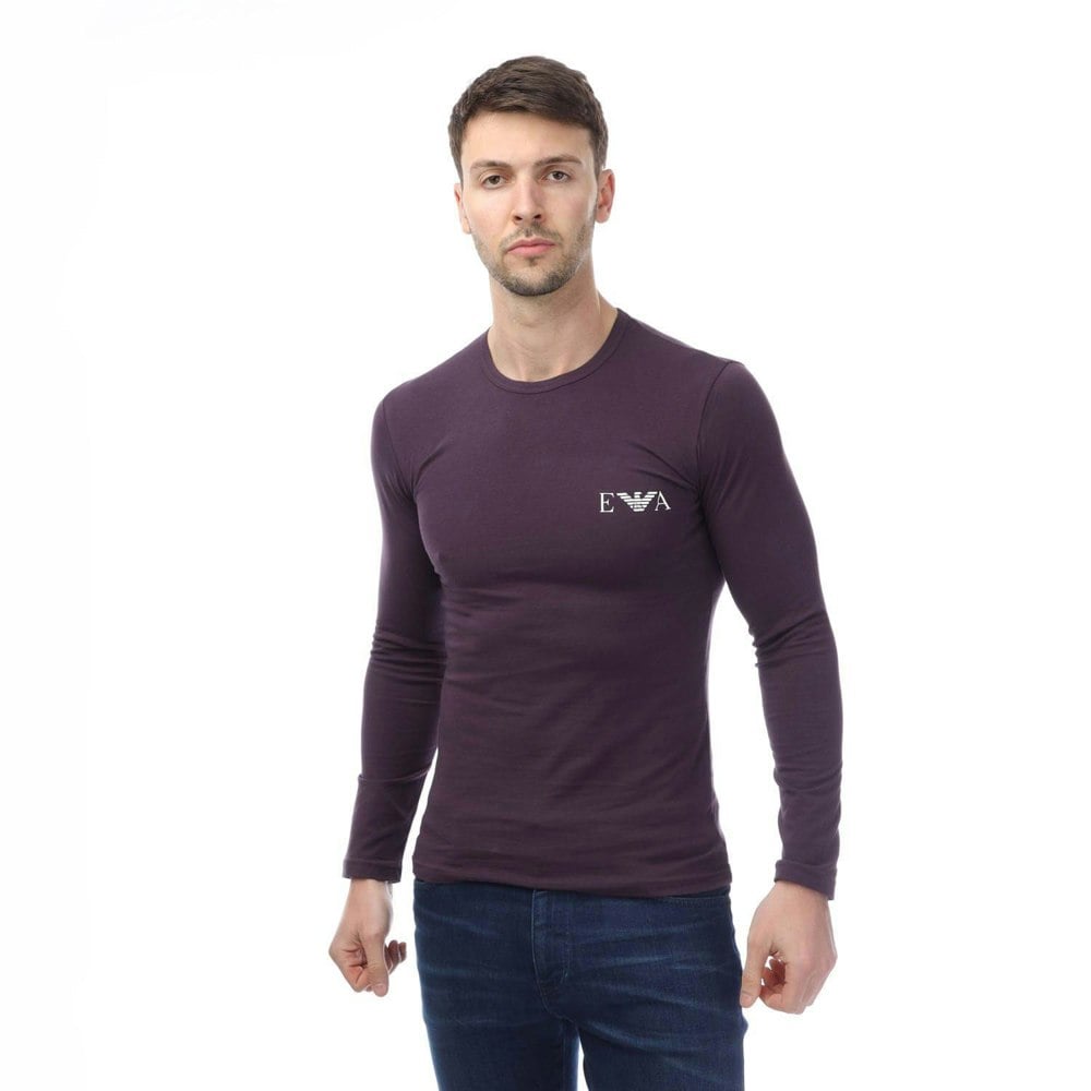 Emporio Armani Mens Mock Neck Fitted Lounge Top - Navy