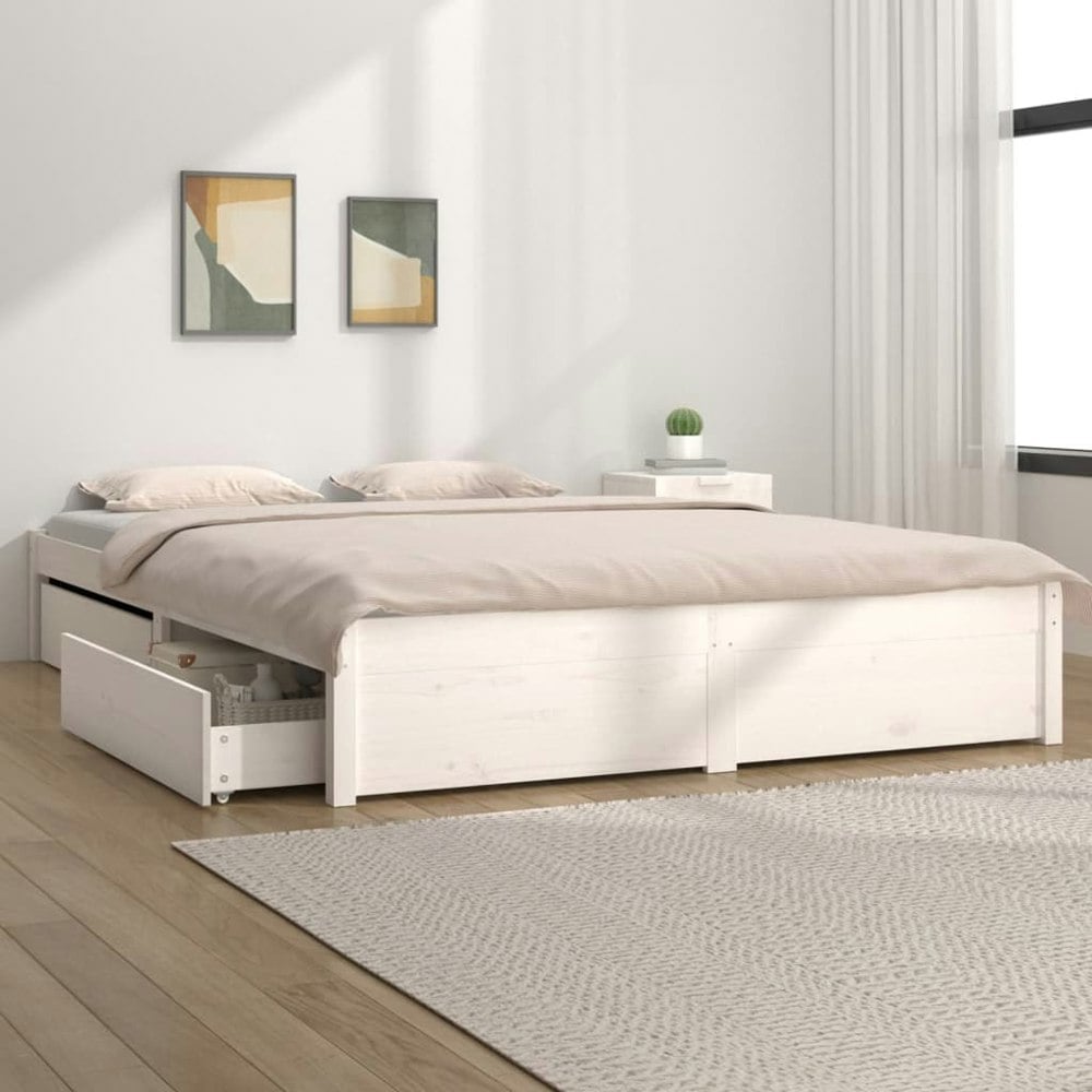 Berkfield Bed Frame with Drawers White 120x200 cm