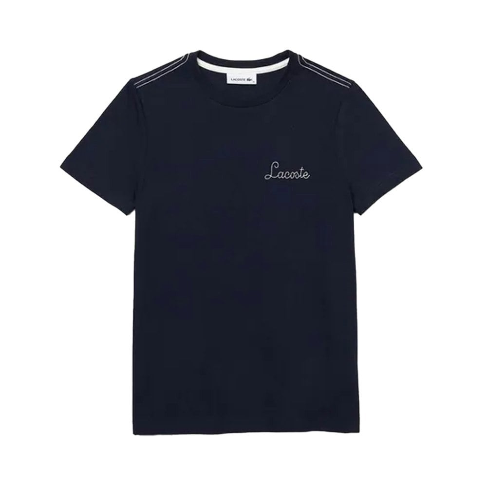 Lacoste Womens/Ladies Embroidered Cotton Crew Neck T-Shirt - Blue