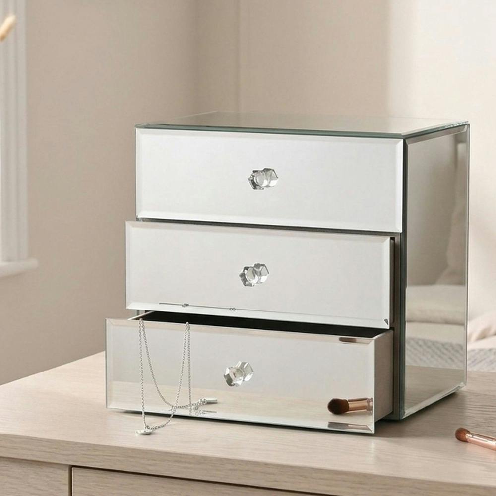 Garden Greatness 3 Drawer Mirror Glass Jewellery Box