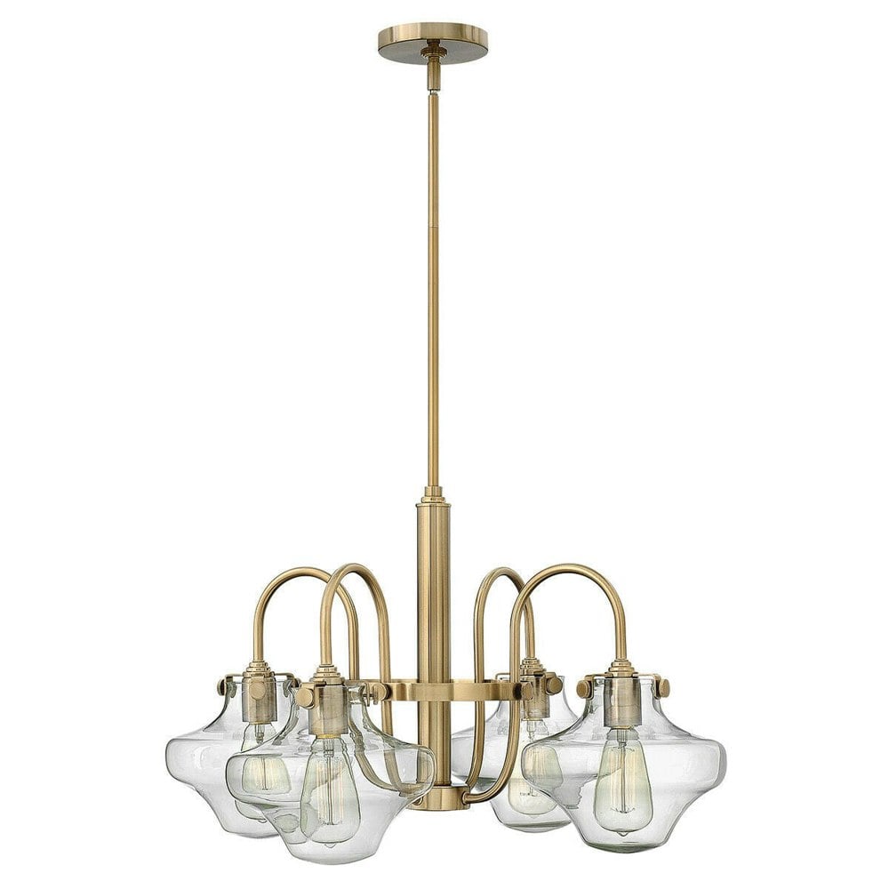 4 Bulb Chandelier Hanging Pendant LIght Brushed Caramel LED E27 100W Bulb Loops